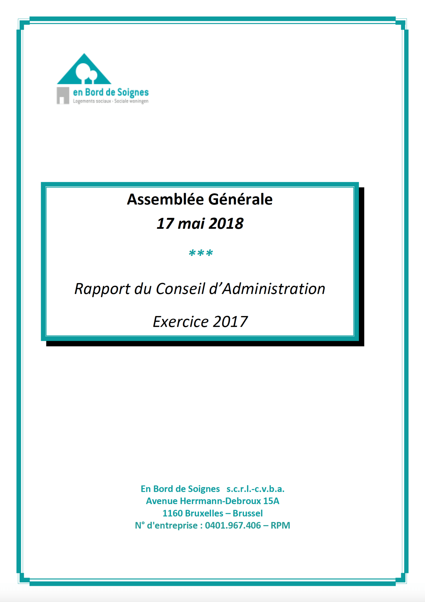 Rapport Du Conseil D'Administration - Exercice 2017 - En Bord De Soignes